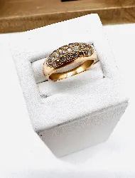 bague bombée en or rose ornées de 3 rangs de petits diamants or 750 millième (18 ct) 3,56g