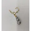 boucles d'oreilles pendantes ligne de perles grises