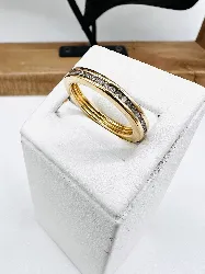 Bague Or Blanc 18 Carats (750 Millièmes) - Tour Américain Sertis De Petits Diamants - Occasion - Poinçon Tête D'aigle