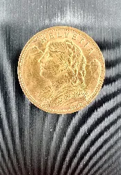 pièce d'or 20 francs suisse vreneli croix 1947 or 900/1000 6,45g