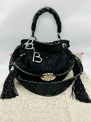 sac lancel brigitte bardot en tweed noir avec bandouillière