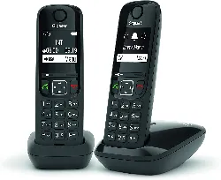 téléphone fixe gigaset as690 duo - téléphone fixe sans fil - 2 combinés - noir