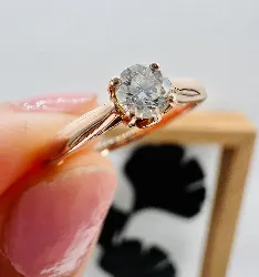 bague guerin en or rose solitaire ornée d'un diamant environ 0,19ct or 750 millième (18 ct) 2,08g