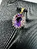 pendentif 2 ors orné d'une améthyste entourée de 4 petits diamants or 750 millième (18 ct) 3,57g
