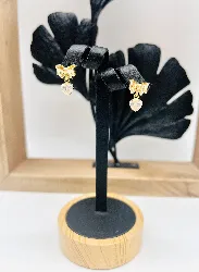 boucles d'oreilles noeud orné d'un oxyde forme coeur pendant or 750 millième (18 ct) 3,51g