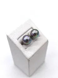 boucles d'oreilles puces argentées perles bleues