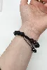 bracpi bracelet réglable acier et boules oeil de tigre et onyx