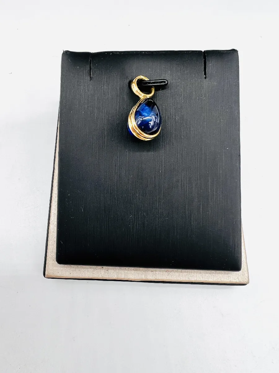 Pendentif Boule Goutte D'eau En Saphir Synthétique Et Or 18 Carats - Bijou D'occasion Poinçonné