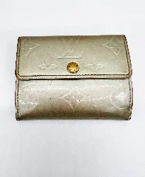 porte-monnaie louis vuitton en cuir verni gris monogram