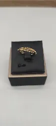 12ez0520 bague plaqué or triple anneaux lisse torsadés