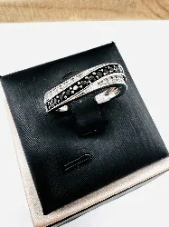 bagua argent vague ornée des oxydes noirs et blancs argent 925 millième (22 ct) 3,66g