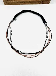 bijou / serre de têtê maison michel mult-rangée de billes rose et noir