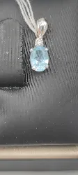 boucles d'oreilles argents avec pierre bleu argent 925 millième (22 ct) 1,49g