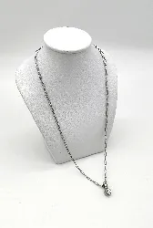 collier argenté dyrbergkern maille forçat pendentif orné d'oxydes