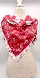 foulard/carré de soie chanel motif feuilles rouge