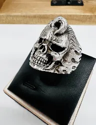 bague acier tête de mort rockabilly will nerver die