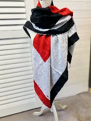 hermès châle 140 x 140cm h passant en cachemire et soie coucleur grise/rouge/noire