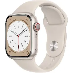 montre connectée apple watch series 8 gps + cellular, boîtier aluminium lumière stellaire 41mm