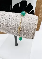 bracelet orné de 3 boules de pierre verte or 750 millième (18 ct) 3,68g