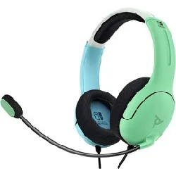casque pdp gaming lvl40 - micro - casque filaire officiel nintendo switch - bleu et vert - jack 3,5mm