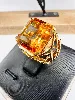 bague or ornée d'une citrine taille émeraude or 750 millième (18 ct) 8,79g