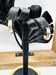 boucles d'oreilles demi créoles en 3 ors or 750 millième (18 ct) 1,05g