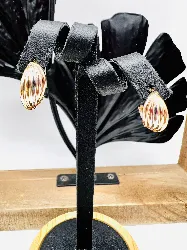 boucles d'oreilles demies créoles en 3 ors or 750 millième (18 ct) 1,45g