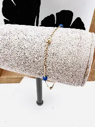 bracelet or maille forçat orné des boules d'or et boules lapis-lazuli or 750 millième (18 ct) 1,28g