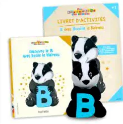 livre mon abécédaire des animaux ( découvre le b avec basile le blaireau ) + peluche
