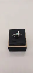 1935760 bague argent ornée d'1 pierre amazonite bleue entourée des oxydes t60 argent 925 millième (22 ct) 1,71g