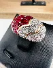 bague bombée ornée de diamants brillantés et rubis taille baguette or 750 millième (18 ct) 8,06g