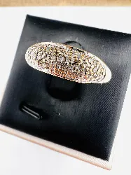 bague jonc en 2 ors ornée de 7 petits diamants  or 750 millième (18 ct) 4,30g