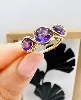 bague ornée de 3 améthystes rondes facettées or 750 millième (18 ct) 3,16g