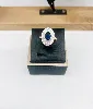 bague pompadour en argent vermeil ornée d'une pierre bleue et 10 oxydes argent 925 millième (22 ct) 6,09g