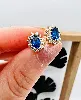 boucles d'oreilles marquerite pierre bleue entourée de 12 or 585 millième (14 ct) 1,66g
