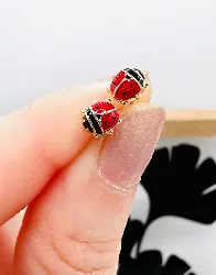 boucles d'oreilles puce en or coccinelles or 750 millième (18 ct) 0,48g