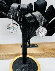 boucles/pendants d'oreilles swarovski bella en cristal blanc et métal rhodié