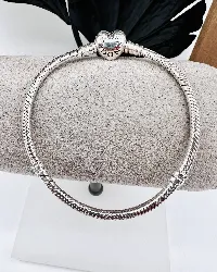 bracelet maille serpent fermoir cœur pandora moments argent 925 millième (22 ct) 14,27g