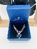 collier swarovski avec breloques en cristaux couleur rose et vert