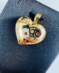pendentif coeur avec rubis, saphirs et oxydes or 750 millième (18 ct) 3,78g