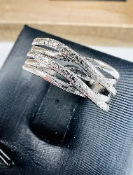 bague lignes croisée ornée de 5 petits diamants argent 925 millième (22 ct) 2,73g