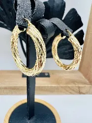 boucles d'oreilles créoles avec motifs or 750 millième (18 ct) 4,09g