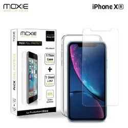 pack fullprotect moxie 1 housse tpu transparente + 1 glass 2.5d pour iphone xr 6.1