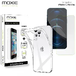 pack moxie 1 housse tpu transparente + 1 verre trempé 2.5d apple iphone 13 pro max