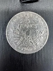pièce 5 francs semeuse 1960 argent 900 millième 11,95g