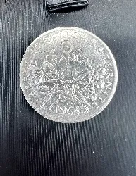 pièce 5 francs semeuse 1964 argent 900 millième 11,99g