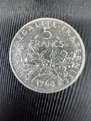 pièce 5 francs semeuse 1968 argent 900 millième 12,03g