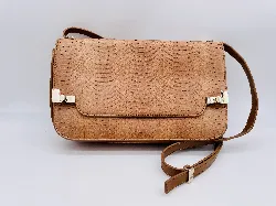 sac lancel en cuir python beige et doublure en cuir marron