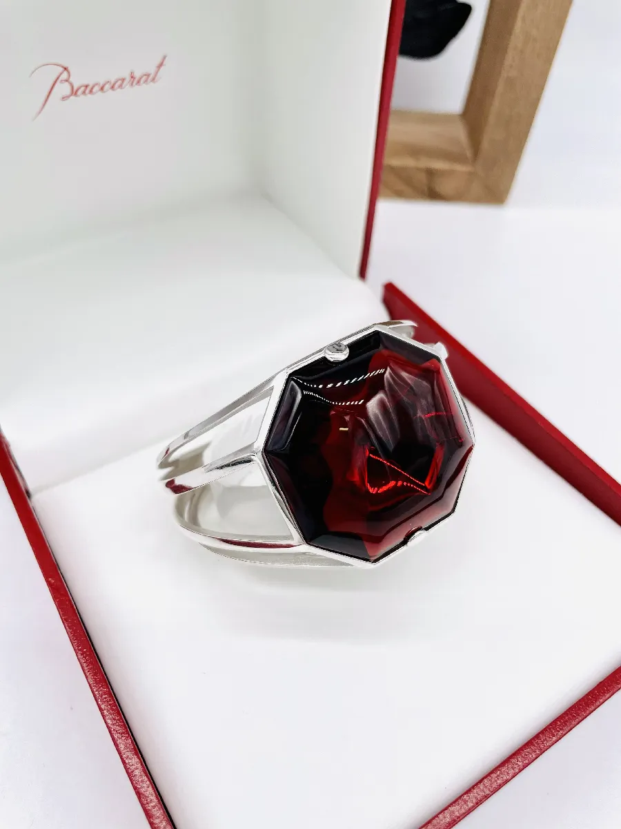 Bracelet Manchette BACCARAT L'ILLUSTRE – Cristal Et Argent Sterling – Occasion Très Bon état