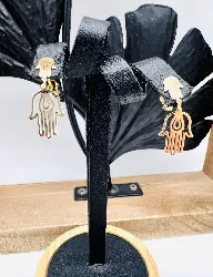 boucles d'oreilles or main de fatma pandante or 750 millième (18 ct) 1,31g